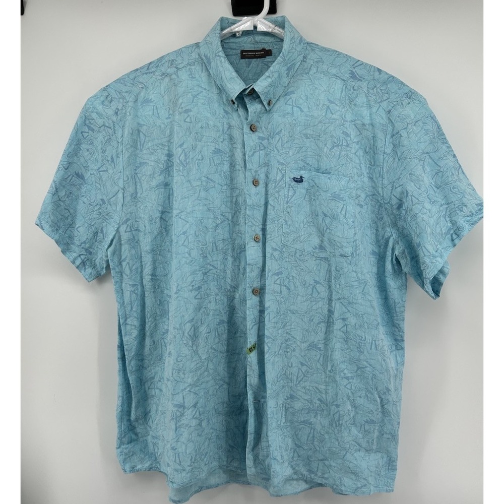 Southern Marsh Short Sleeve Button Down Shirt Blue Men's Size XL